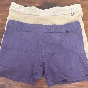 New Hanes Men's Explorer Boxer Briefs - Purple and Tan Medium